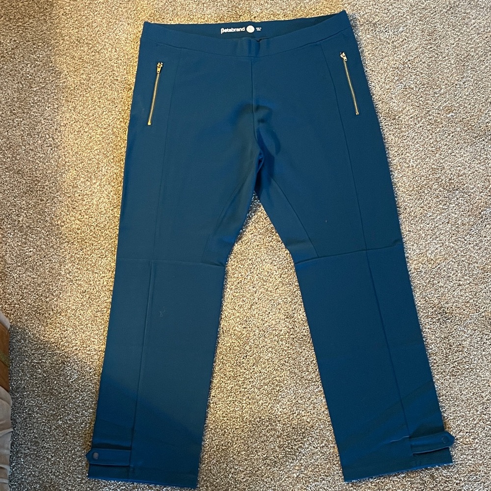 NWOT Betabrand Navy Straight Leg Pants with Gold Zippers
